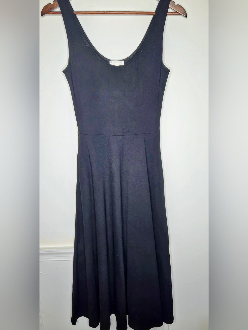 Classic Black Sleeveless Fit-and-Flare Stretch Knit Everyday Dress Midi XS